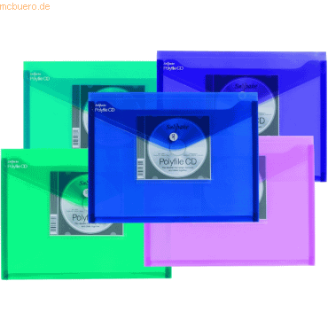 5 x Snopake Dokumententasche mit CD-Tasche A4 electra farbig sortiert von Snopake
