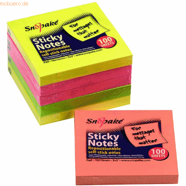 6 x Snopake Haftnotizen Neon-farbig Mini 100 Blatt 76mmx76mm 6 x Snopake Haftnotizen Neon-farbig Mini 100 Blatt 76mmx76mm von Snopake