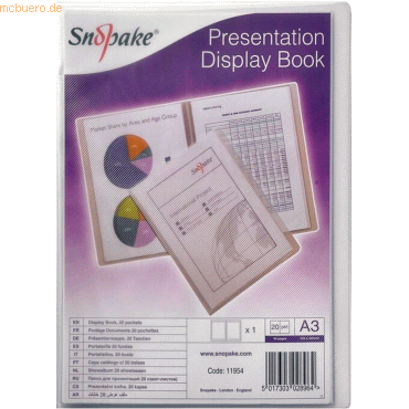 Snopake Präsentations-Sichtbuch A3 20 Hüllen farblos von Snopake