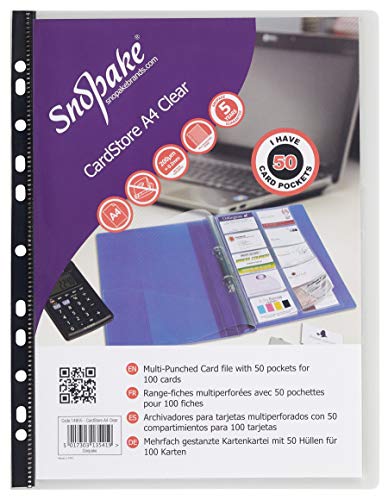 Snopake Ringbinder CardStore für 100 Visitenkarten, A4, transparent, 5 Stück, Ref: 14855 von Snopake