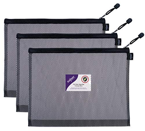 Snopake Zippa-Bag aus EVA, 3 Stück, 362 x 275 mm, mit Aufhängeschlaufe und Visitenkartenhalter, für Kanzleipapier, hohe Kapazität, Schwarz von Snopake