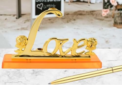 Kugelschreiber Signing Pen, Hochzeit Unterschrift Schreibset Exquisite Liebe Pen Writting Stift Hochzeit Federkiel mit Metall Halter Hochzeitsempfang Stift von SnowTing