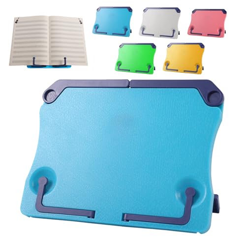 Snowtain ABS Notenständer, 1 Pcs Tragbarer Buchständer Kunststoff, Zusammenklappbarer Kinder Buchständer, Leseständer Bookrest Kochbuchhalter für Küche, Arbeitszimmer, Büro, Schule (Blau) von Snowtain