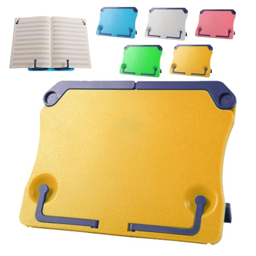 Snowtain ABS Notenständer, 1 Pcs Tragbarer Buchständer Kunststoff, Zusammenklappbarer Kinder Buchständer, Leseständer Bookrest Kochbuchhalter für Küche, Arbeitszimmer, Büro, Schule (Gelb) von Snowtain