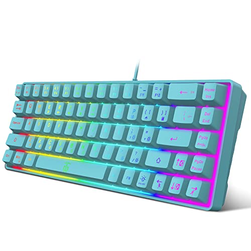 Snpurdiri 60 % Membran-Gaming-Tastatur, RGB, kompakt, kabelgebunden, kleine Tastatur, starkes mechanisches Gefühl für PC/Mac-Gamer, Typist, einfach zu tragen auf Geschäftsreisen (68 Tasten, blau) von Snpurdiri