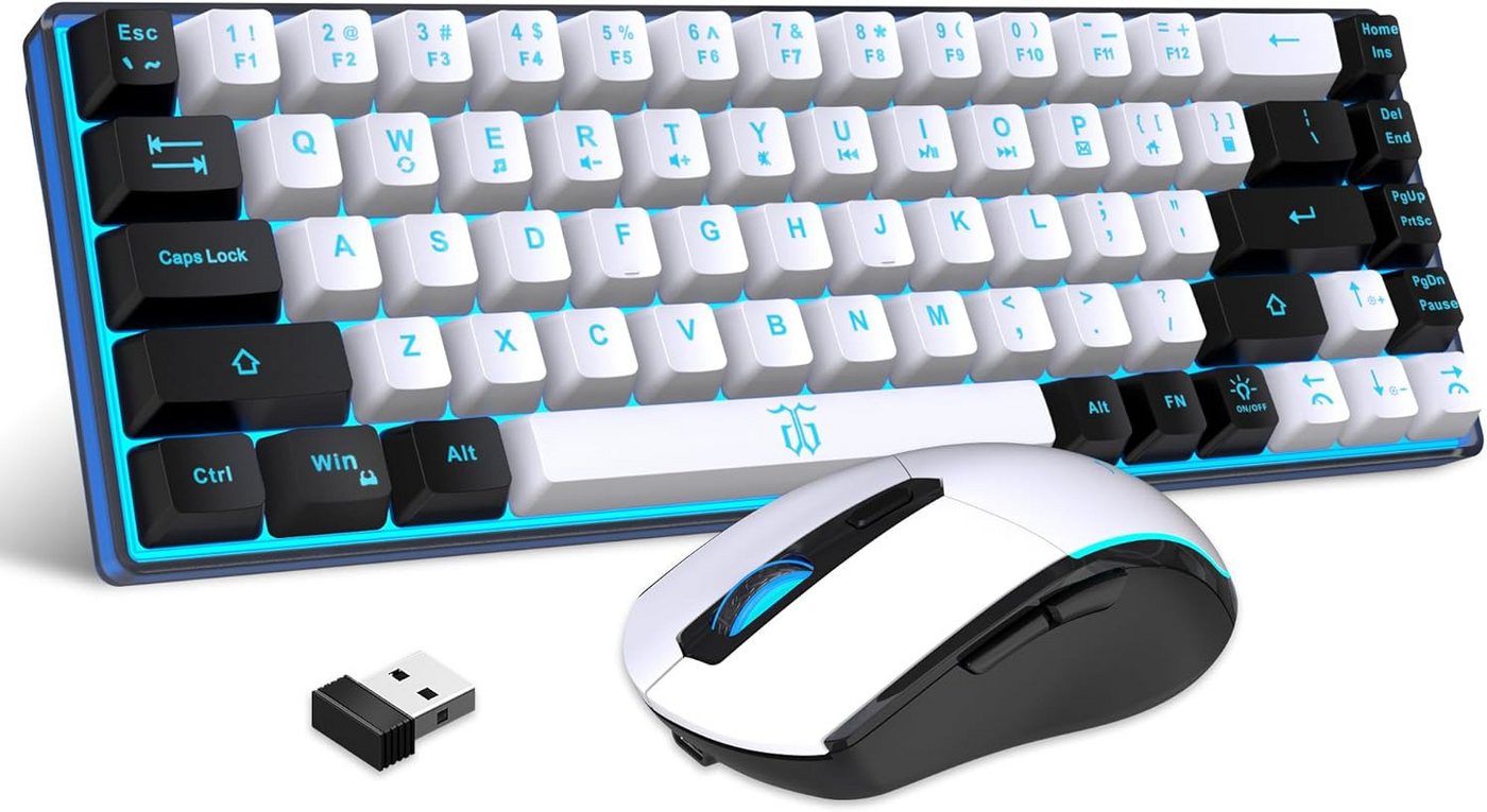 Snpurdiri 60% Prozent Kabellos Gaming Combo Tastatur- und Maus-Set, Enthalten 2.4G Small Mini 60%Ergonomisches Design TastaturVerticalFeel von Snpurdiri