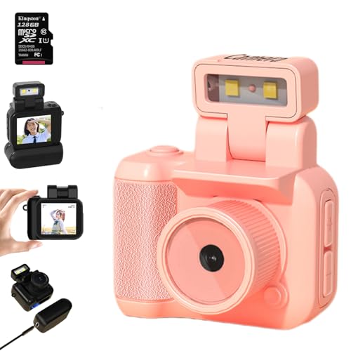 Retro Snap mit LED-Blitzlicht, 1080P Mini Retro Kamera, Schlüsselanhänger Kamera Mini Für Teenager, Studenten, Turn Your Everyday Life Into A Clip from The Early 2000's (128GB-PINK, Type-C) von Snrtevu