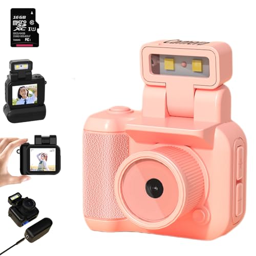 Retro Snap mit LED-Blitzlicht, 1080P Mini Retro Kamera, Schlüsselanhänger Kamera Mini Für Teenager, Studenten, Turn Your Everyday Life Into A Clip from The Early 2000's (16GB-PINK, Type-C) von Snrtevu