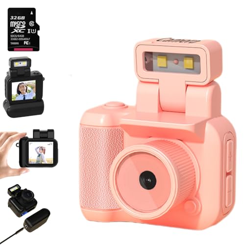 Retro Snap mit LED-Blitzlicht, 1080P Mini Retro Kamera, Schlüsselanhänger Kamera Mini Für Teenager, Studenten, Turn Your Everyday Life Into A Clip from The Early 2000's (32GB-PINK, Type-C) von Snrtevu