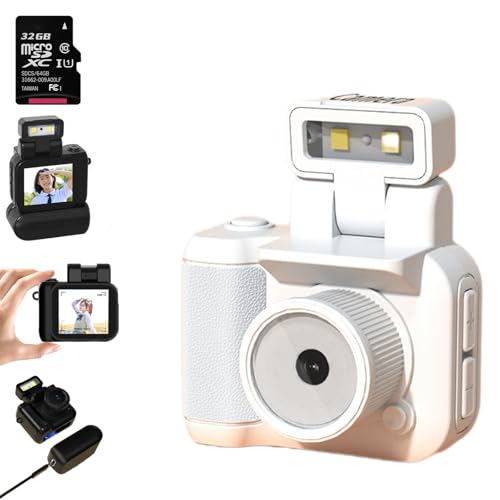 Retro Snap mit LED-Blitzlicht, 1080P Mini Retro Kamera, Schlüsselanhänger Kamera Mini Für Teenager, Studenten, Turn Your Everyday Life Into A Clip from The Early 2000's (32GB-White, Type-C) von Snrtevu