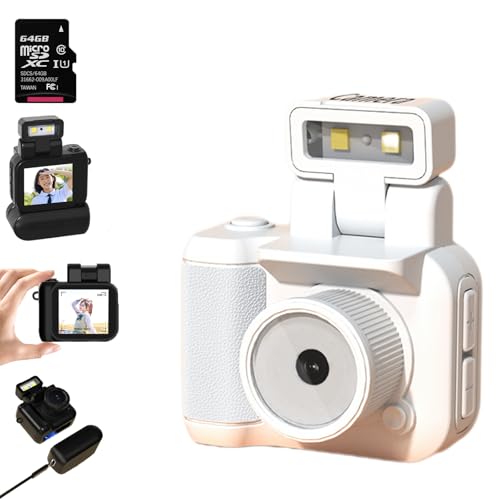 Retro Snap mit LED-Blitzlicht, 1080P Mini Retro Kamera, Schlüsselanhänger Kamera Mini Für Teenager, Studenten, Turn Your Everyday Life Into A Clip from The Early 2000's (64GB-White, for iPhone) von Snrtevu