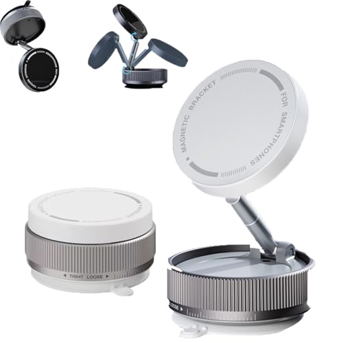 Snanlen 360° Magnetic Suction Phone Mount - The Ultimate Hands-Free Holder, Magnetic Phone Mount, Magnetic Suction Phone Holder, Vacuum Phone Mount with One-Step Lock (White) von Snrtevu