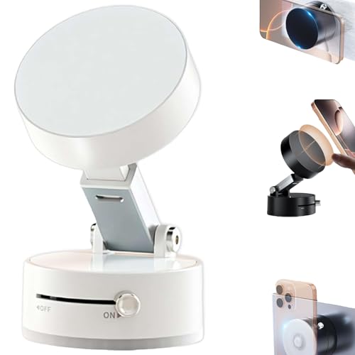 Snrtevu Oblaney Foldable and Retractable Magnetic Phone Holder, 2025 New Vacuum Magnetic Suction Phone Holder, Vacuum Suction Magnetic Holder 360° Rotation Hands-Free (White) von Snrtevu