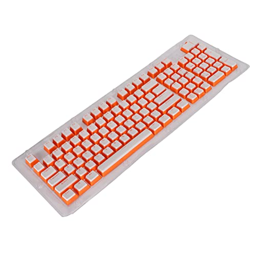 Snufeve6 Tastatur-Tastenkappen, verschleißfeste OEM-Höhen-Tastenkappen für die meisten mechanischen Tastaturen(Weiß-orange-rotes Wort) von Snufeve6