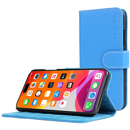 Snugg Handyhülle iPhone 14 Pro Max – Stoßfeste Schutzhülle etui aus Leder mit Kartenfächer und Ständer – iPhone 14 Pro max klapphülle von Snugg