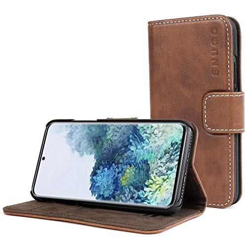 Snugg Schutzhülle für Samsung Galaxy S20 Plus – Etui aus Leder mit Kartenschlitzen und Ständer – Legacy-Kollektion, Flipcase, Handyhülle in Dunkelbraun von Snugg