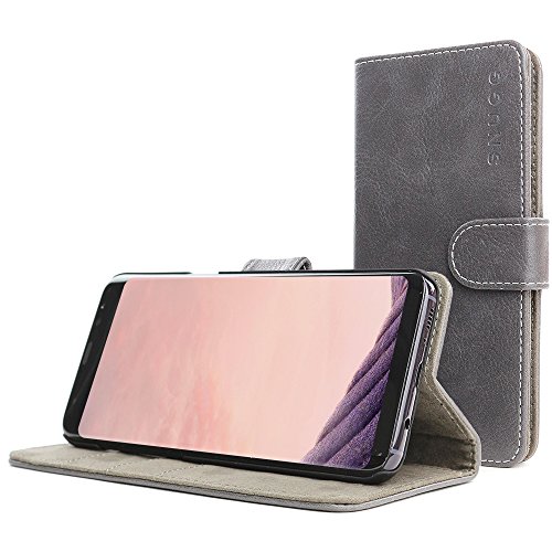 Snugg Schutzhülle für Samsung Galaxy S8 Plus, Leder, Klapphülle mit Kartenschlitzen, Brieftaschenformat und Ständer, aus der Legacy-Serie von Snugg