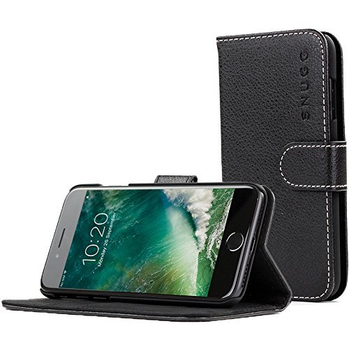 Snugg Schutzhülle für iPhone 7 Plus / 8 Plus – Etui aus Leder mit Kartenschlitzen und Ständer – Legacy-Kollektion, Flipcase, Handyhülle in Schwarz von Snugg