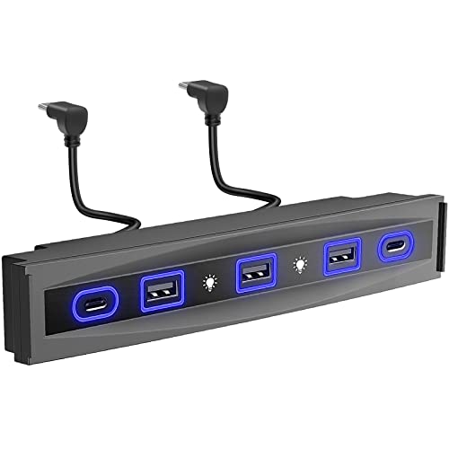 Mittelkonsole USB Hub Zubehör für Tesla Model 3 und Model Y Accessories mit LED USB Docking Station Adapter 5 Port Ladegerät USB-C USB-A von Snxiwth