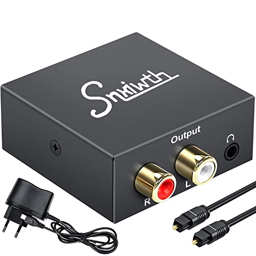Snxiwth Audio Konverter Digital auf Analog Wandler Koaxial Optischer zu Analog Stereo Audio RCA L/R und 3,5 mm Klinke Audio Decoder für PS3, Xbox, HD DVD, TV von Snxiwth