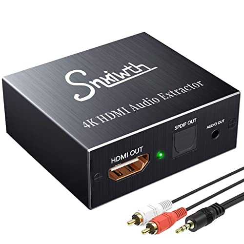 Snxiwth HDMI Audio Extractor 4K@30Hz Konverter HDMI zu HDMI + Optisches SPDIF mit 3,5-mm-Stereo-HDMI Audio-Extractor | HDMI zu SPDIF Konverter Splitter | für TV Blu-ray Player von Snxiwth