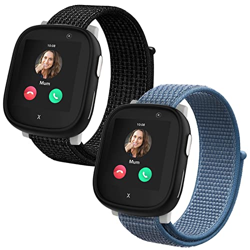 2-Stück Nylon Armbänder kompatibel mit Xplora X6/Anio 6 Armband, Kids Smartwatch Klettverschluss Mädchen Jungen Verstellbare Ersatz Armbänder für X6 Play/X6 Pro/Anio6,Schwarz+Blau 2-Stück Nylon Armbänder kompatibel mit Xplora X6/Anio 6 Armband, Kids Smartwatch Klettverschluss Mädchen Jungen Verstellbare Ersatz Armbänder für X6 Play/X6 Pro/Anio6,Schwarz+Blau von Snyeest