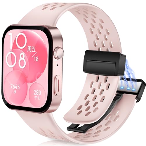 Snyeest Sport Magnetisch Armbänder Kompatibel mit Huawei Watch Fit 3 Armband, Magnetverschluss Atmungsaktives Silikon Weiches Uhrenarmband Zubehör für Huawei Watch Fit 3 Frauen Männer,Rosa Snyeest Sport Magnetisch Armbänder Kompatibel mit Huawei Watch Fit 3 Armband, Magnetverschluss Atmungsaktives Silikon Weiches Uhrenarmband Zubehör für Huawei Watch Fit 3 Frauen Männer,Rosa von Snyeest