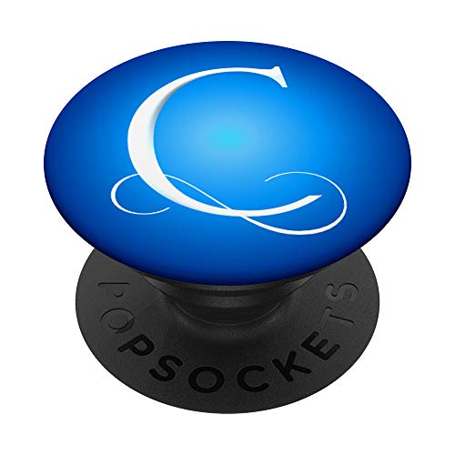 Weißer Buchstabe C auf hübschem Blau, Nachnamen-Initiale PopSockets mit austauschbarem PopGrip von So Cool Designs