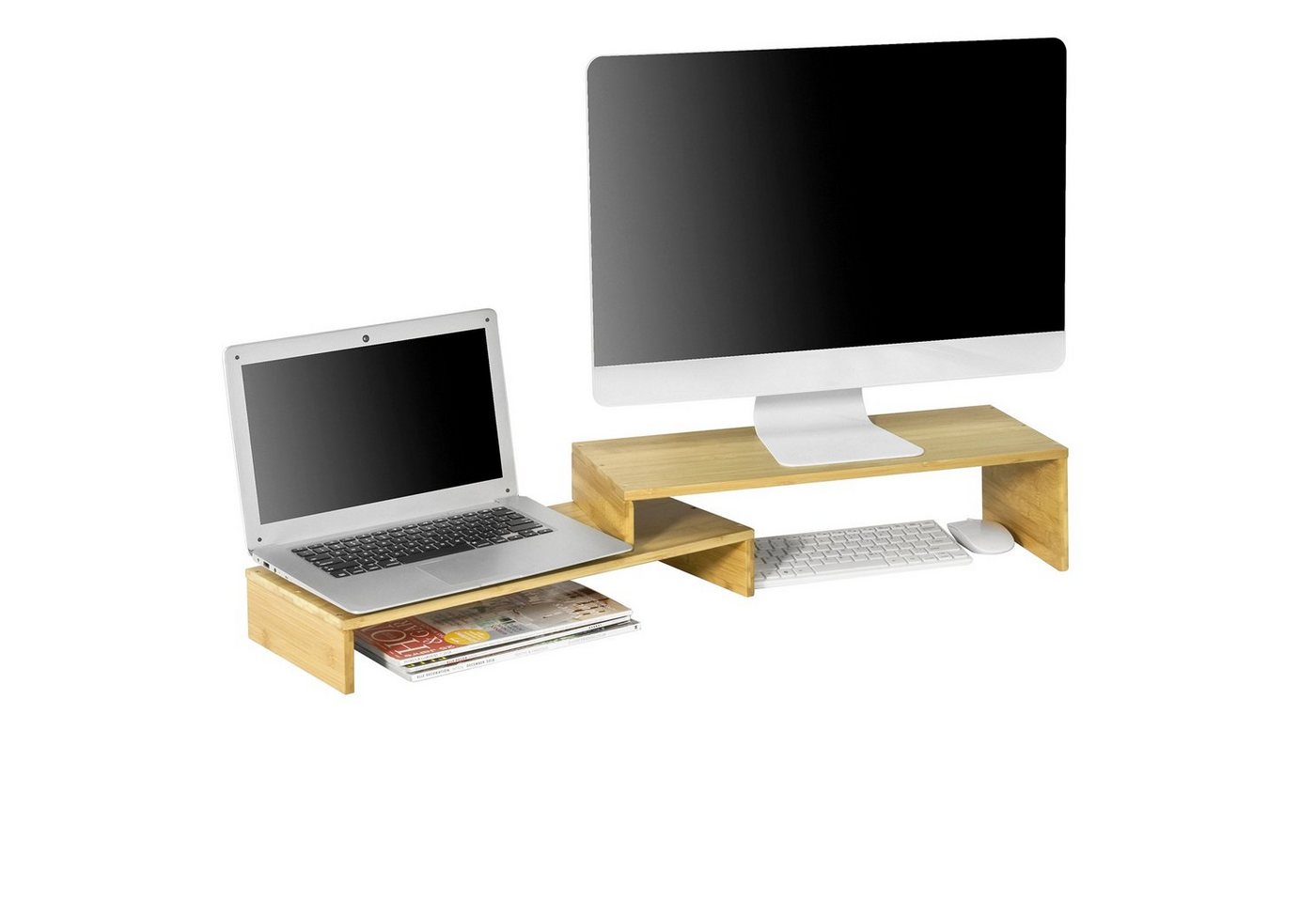 SoBuy BBF07 Monitorständer, (Monitorerhöhung für 2 Monitore Bildschirmständer breitenverstellbar) von SoBuy