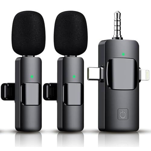 SoPrii 4-in-1 Mini-Mikrofon, kabelloses Lavalier-Mikrofon für iPhone, Android, Computer, Laptop, Kamera, USB-C, 2,4 G ultra-niedrige Verzögerung, Rauschunterdrückung, Doppel-Ansteckmikrofon für SoPrii 4-in-1 Mini-Mikrofon, kabelloses Lavalier-Mikrofon für iPhone, Android, Computer, Laptop, Kamera, USB-C, 2,4 G ultra-niedrige Verzögerung, Rauschunterdrückung, Doppel-Ansteckmikrofon für von SoPrii