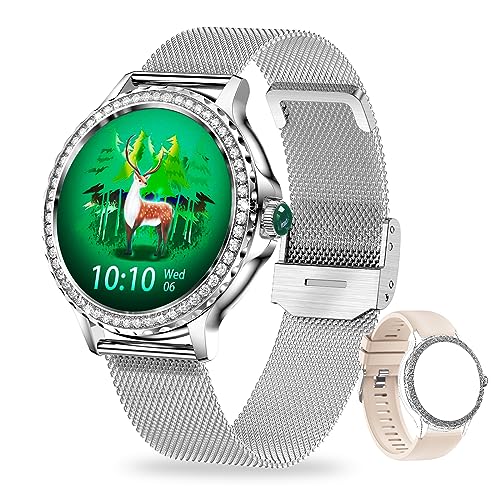 SoPrii Smartwatch Damen, IP68 Wasserdicht Fitness Tracker Smart Watch Damen,mit Weibliches Zyklusmanagement Pulsuhr Blutdruckmessgerät Schlafmonitor Damen Armbanduhr für iOS Android von SoPrii