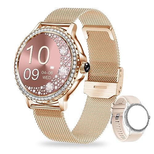 SoPrii Smartwatch Damen, IP68 Wasserdicht Fitness Tracker Smart Watch Damen,mit Weibliches Zyklusmanagement Pulsuhr Blutdruckmessgerät Schlafmonitor Damen Armbanduhr für iOS Android von SoPrii