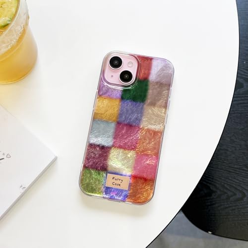 SobLn Schutzhülle für iPhone 14 Plus / iPhone 15 Plus, niedliches buntes Karomuster-Design, trendig, ästhetisch, schlank, weich, stoßfest, für Damen und Mädchen, 17 cm (6,7 Zoll) von SobLn