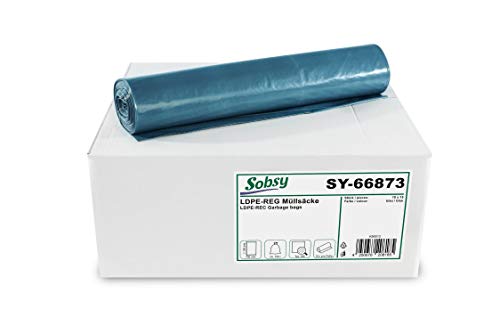 Sobsy ® - Recycelte Müllbeutel in Blau; reißfeste Müllsäcke 120l extra stark, Typ 100, gerollt, 150 Stk. von Sobsy