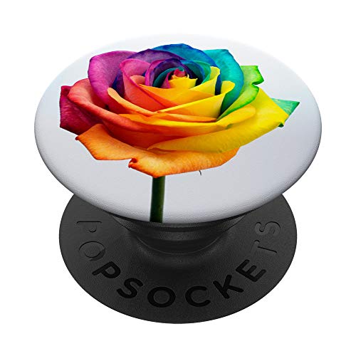 Regenbogen Rose PopSockets PopGrip: Ausziehbarer Sockel und Griff für Handys/Tablets mit Tauschbarem Top von Socket2Ya