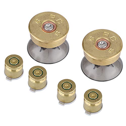 6Pcs Game Bullet Button Ersatz Gold Metal Bullet Buttons und Thumbstick Mod Kit für PS4 Controller von Socobeta