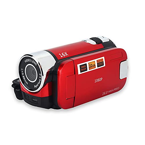 Socobeta Digitaler Camcorder Videokamera Camcorder 16x HD 128g Externe Speicherkarte 270° Drehung dv Player(rot) von Socobeta