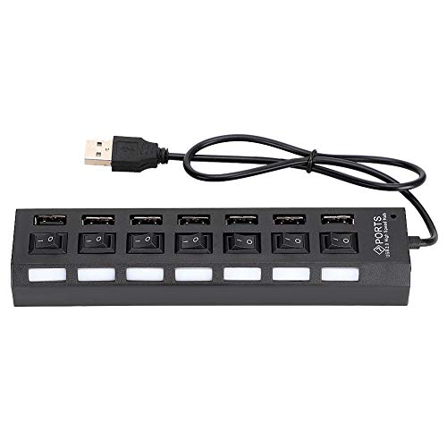Socobeta Hub USB Multifunktionale Multischutz-tragbare leichte Dockingstation Langlebig mit Schalter für Überlaststromschutz(7 black) von Socobeta