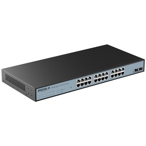 SODOLA 24 Port 2.5Gbit Smart Web Managed Switch,24 x 2.5G Base-T Ports, 2 x 10G SFP+,Link Aggregation/QoS/VLAN/IGMP,1U montierter 2.5G Netzwerk Switch SODOLA 24 Port 2.5Gbit Smart Web Managed Switch,24 x 2.5G Base-T Ports, 2 x 10G SFP+,Link Aggregation/QoS/VLAN/IGMP,1U montierter 2.5G Netzwerk Switch von Sodola