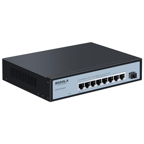 SODOLA 8 Port 2.5G PoE Switch 120W|1X 10G SFP+&8 x2.5GBase-T PoE Ports, IEEE802.3af/at, Plug & Play 2.5GbE PoE Netzwerk Switch von Sodola