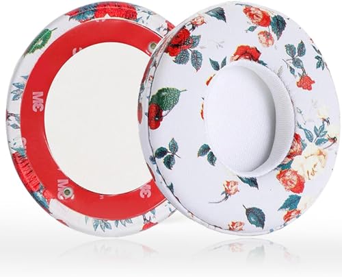 Sodorous Ohrpolster, Ersatz für Beats Solo 2 & Solo 3 kabellose On-Ear-Kopfhörer, Memory-Schaum & Leder, Weißer Blumenstrauß von Sodorous