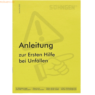 Söhngen Anleitung Erste-Hilfe Heftform gelb DGUV 204-006 Söhngen Anleitung Erste-Hilfe Heftform gelb DGUV 204-006 von Söhngen