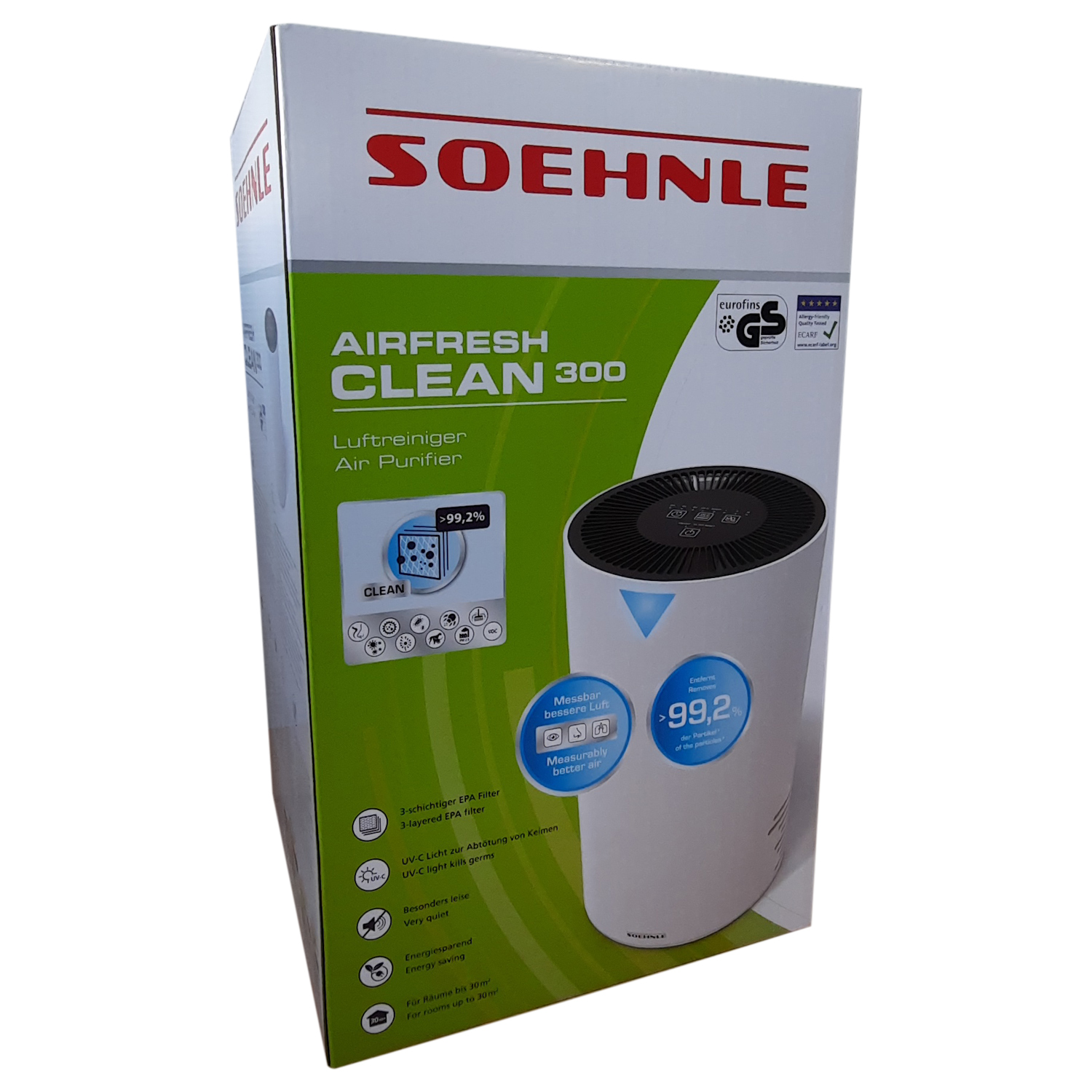 Soehnle Airfresh Clean 300 Luftreiniger mit 4-stufigem Reinigungssystem von Soehnle