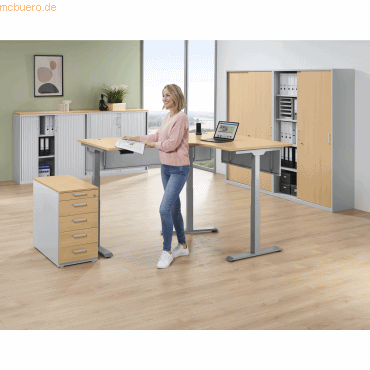 Soennecken Ecktisch elektrisch verstellbar violett Gestell silber Plat Soennecken Ecktisch elektrisch verstellbar violett Gestell silber Plat von Soennecken