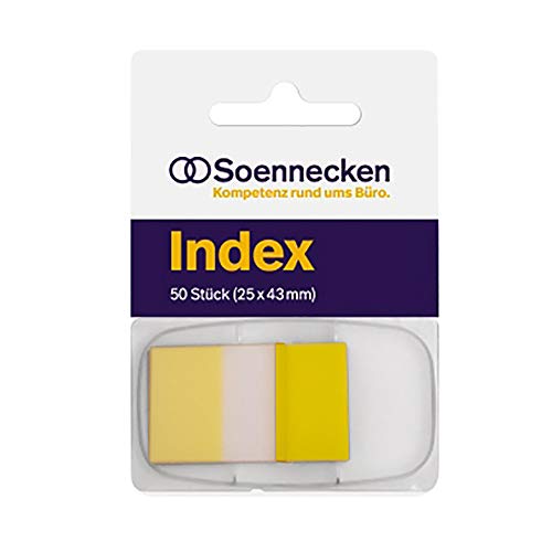 Soennecken Haftstreifen Index, gelb, 50 Bl., 50 Streifen im Spender von Soennecken