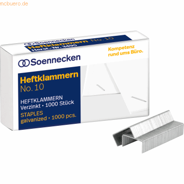 Soennecken Heftklammern 3495 Nr.10 verzinkt 1000 Stück Soennecken Heftklammern 3495 Nr.10 verzinkt 1000 Stück von Soennecken