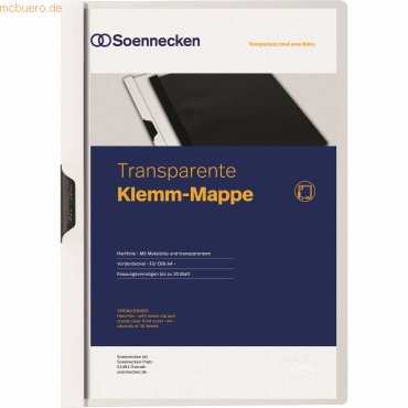 Soennecken Klemmmappe 3314 DIN A4 bis 30 Blatt PVC weiß von Soennecken