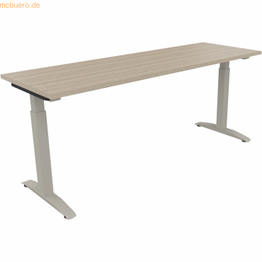 Soennecken Schreibtisch Kufe Quadrat B1800xT600xH650-850 silber/Eiche Soennecken Schreibtisch Kufe Quadrat B1800xT600xH650-850 silber/Eiche von Soennecken