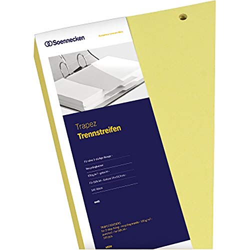 Soennecken Trennstreifen Trapezform, 6,5-12,5 x 24 cm (H x B), Recyclingkarton, 190 g/qm, gelb, 100 St./Pack. von Soennecken