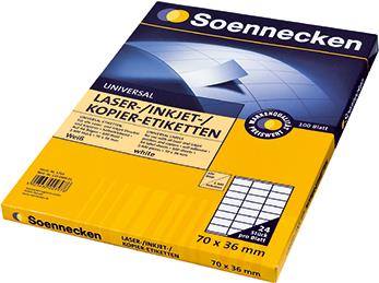 Soennecken Universaletiketten 70x36mm 2400 St./Pack. - Weiß - Rechteck - Dauerhaft - Papier - Laser/Inkjet - 70 mm (5759) von Soennecken